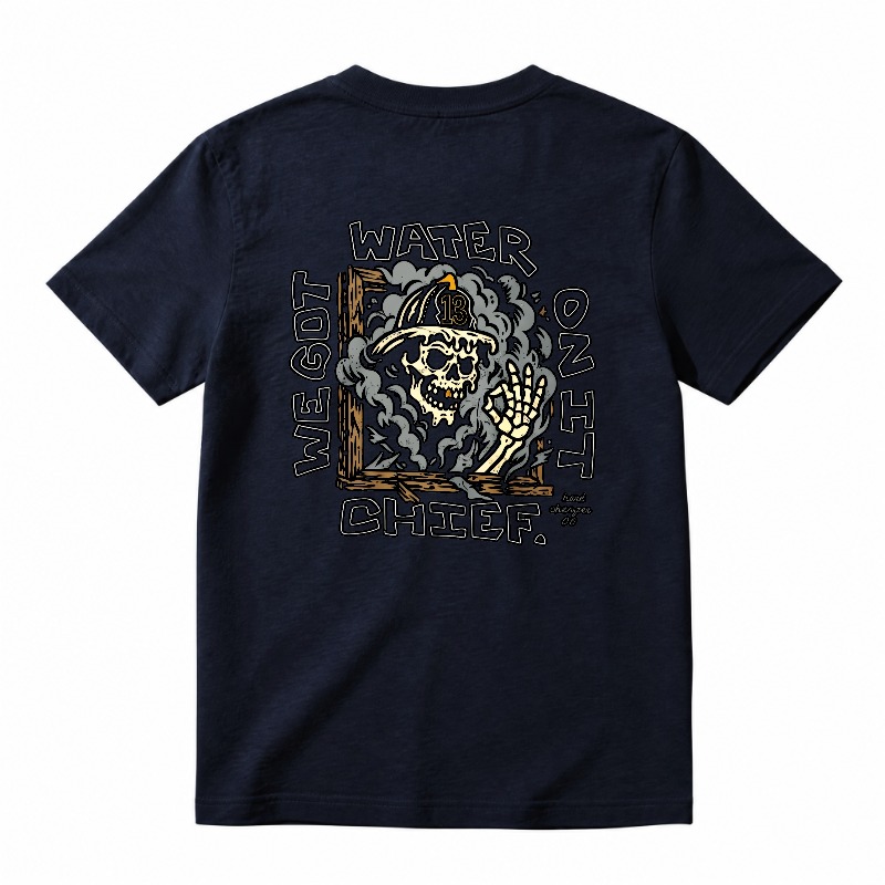 We Got Water Chief Firefighter Skull Graphic T-Shirt