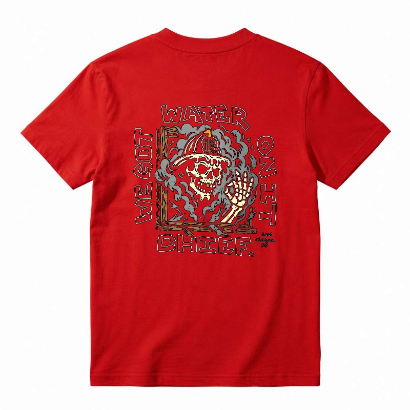 We Got Water Chief Firefighter Skull Graphic T-Shirt