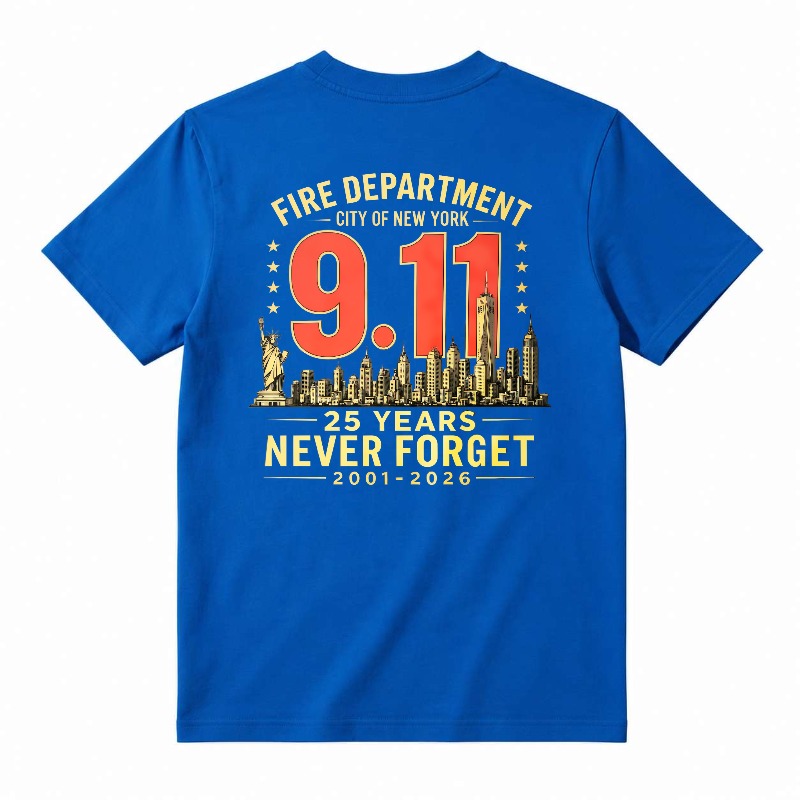 Never Forget 911 25th Anniversary NYC Fire Department T-Shirt
