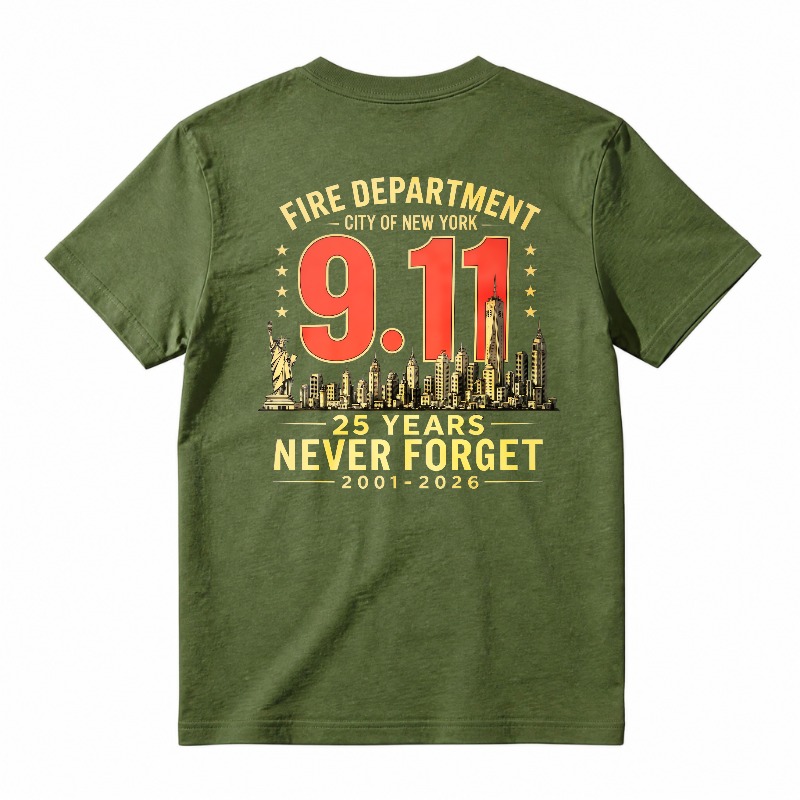Never Forget 911 25th Anniversary NYC Fire Department T-Shirt