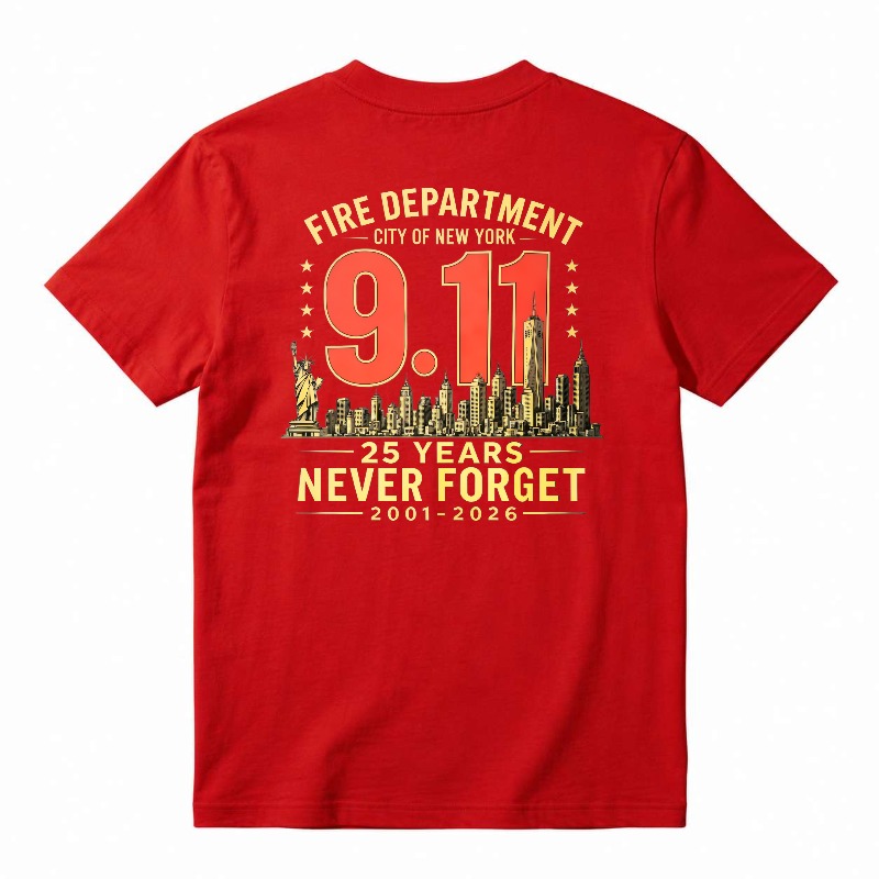 Never Forget 911 25th Anniversary NYC Fire Department T-Shirt