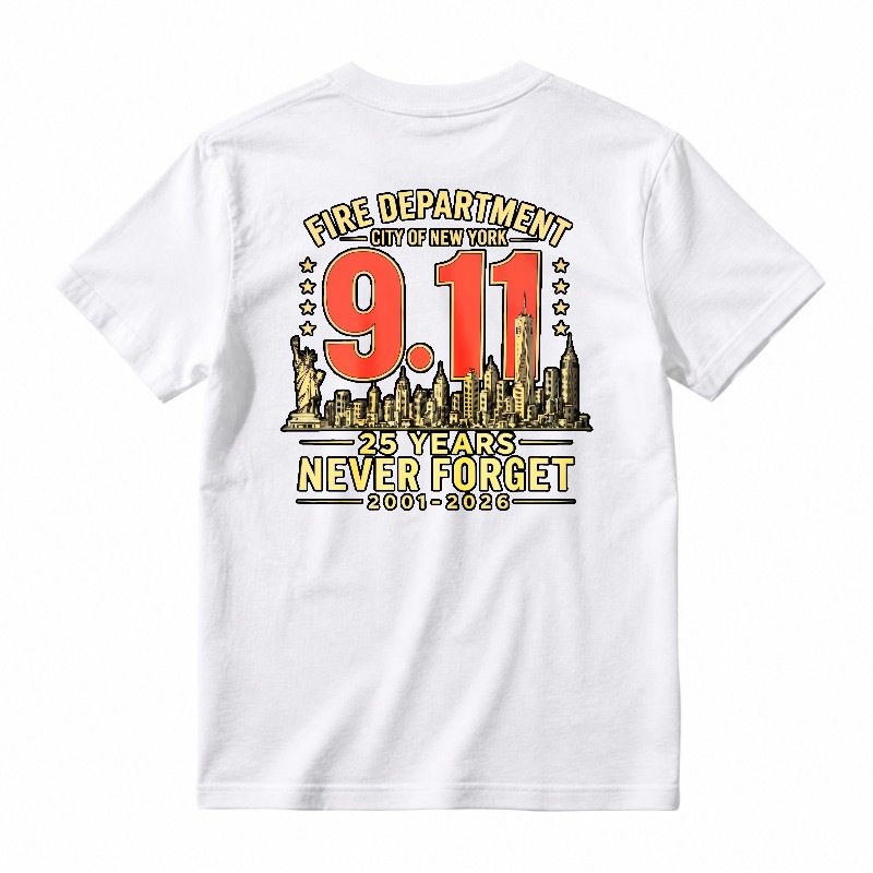 Never Forget 911 25th Anniversary NYC Fire Department T-Shirt