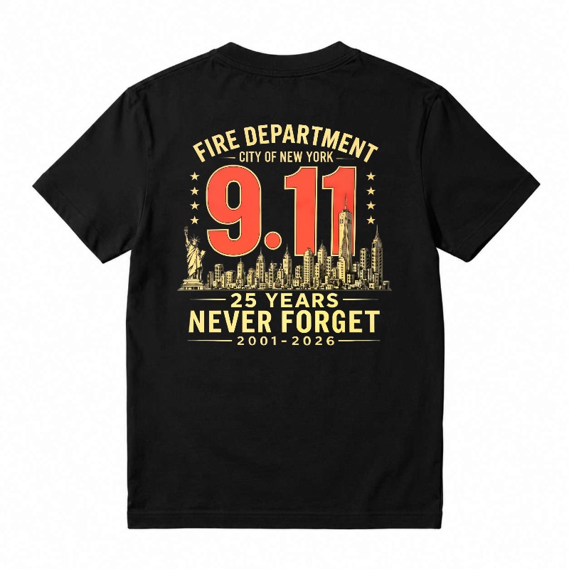 Never Forget 911 25th Anniversary NYC Fire Department T-Shirt