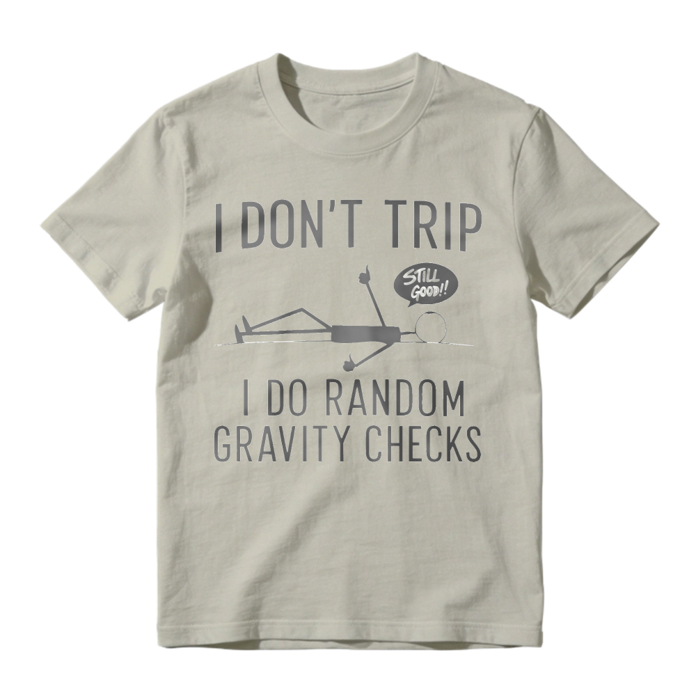 Humor Stick Figure Gravity Check Casual T-shirt