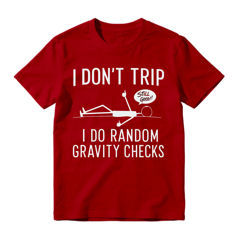 Humor Stick Figure Gravity Check Casual T-shirt