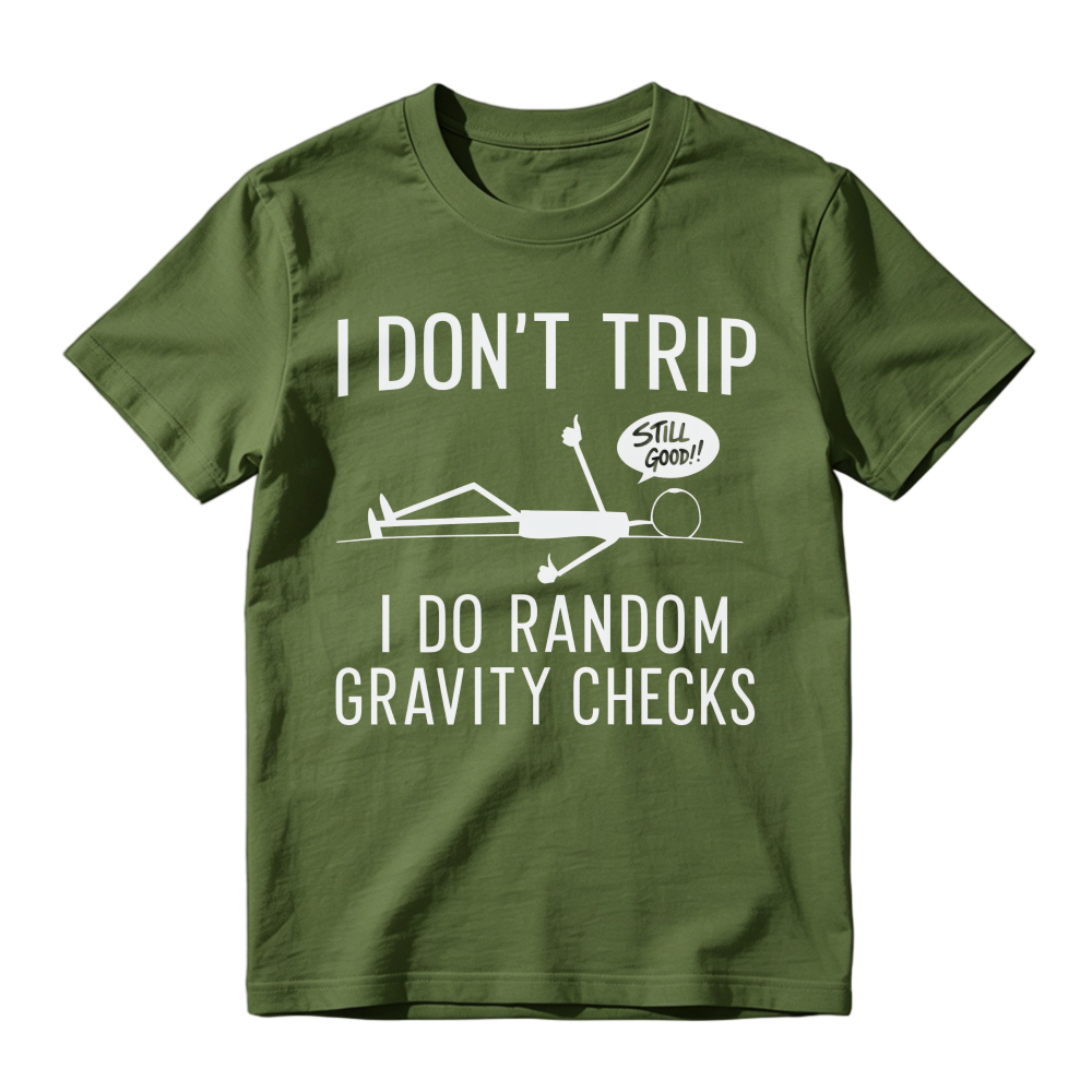 Humor Stick Figure Gravity Check Casual T-shirt