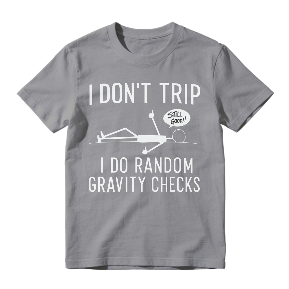 Humor Stick Figure Gravity Check Casual T-shirt