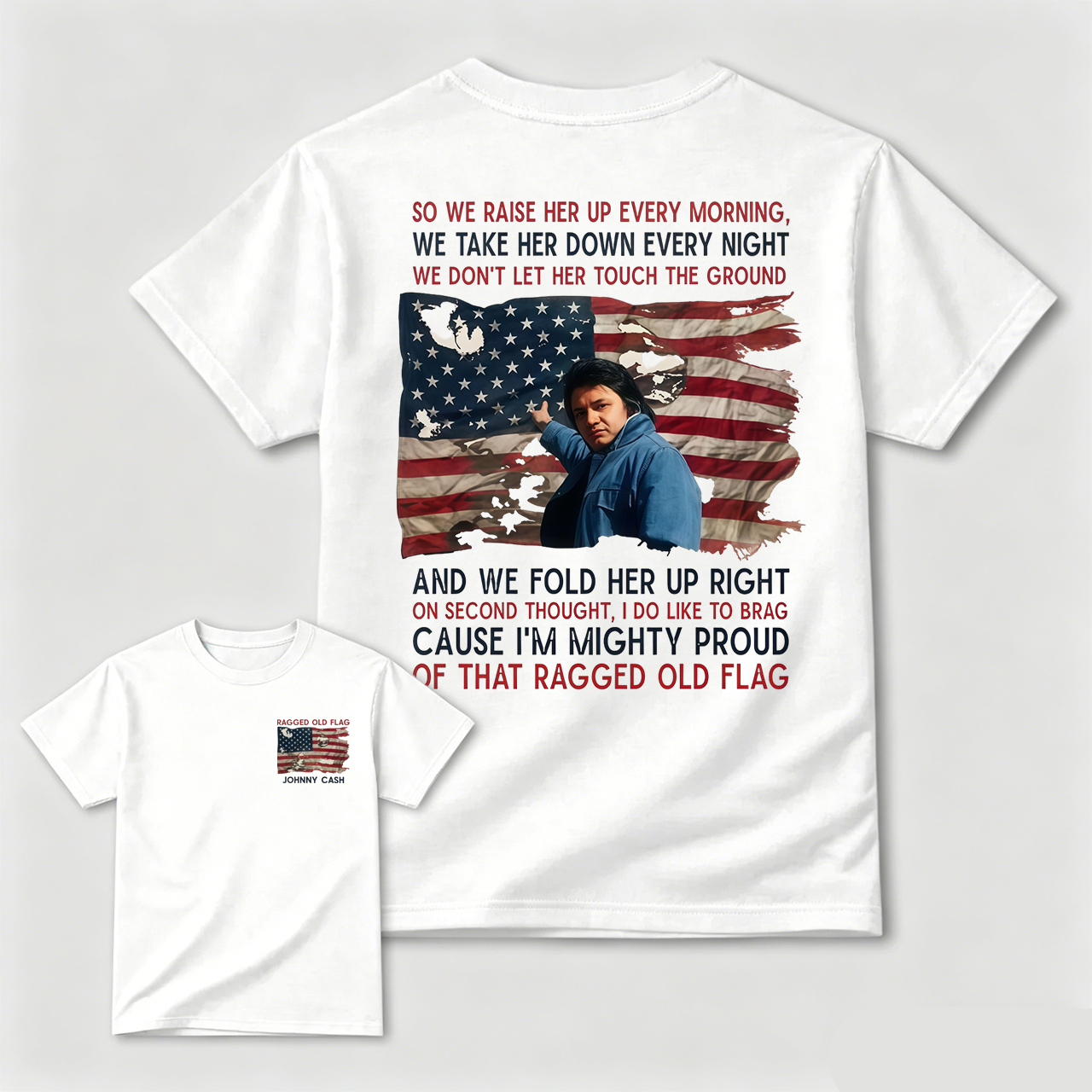 Johnny Cash Tribute Tee – Ragged Old Flag Americana Shirt