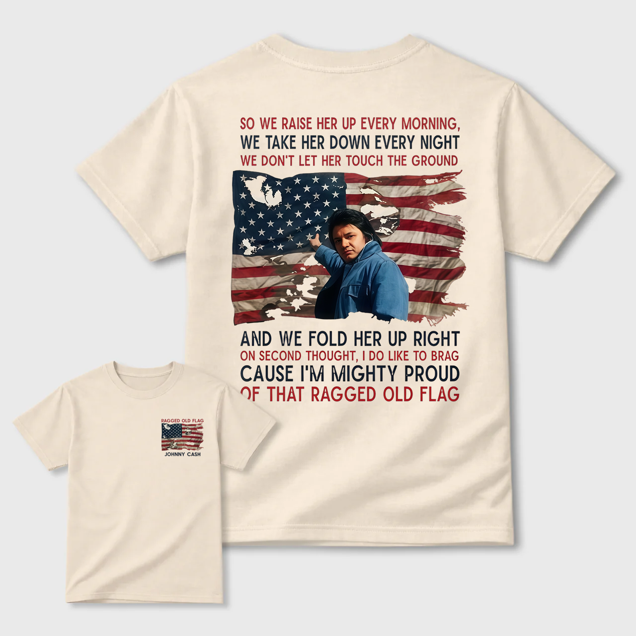 Johnny Cash Tribute Tee – Ragged Old Flag Americana Shirt