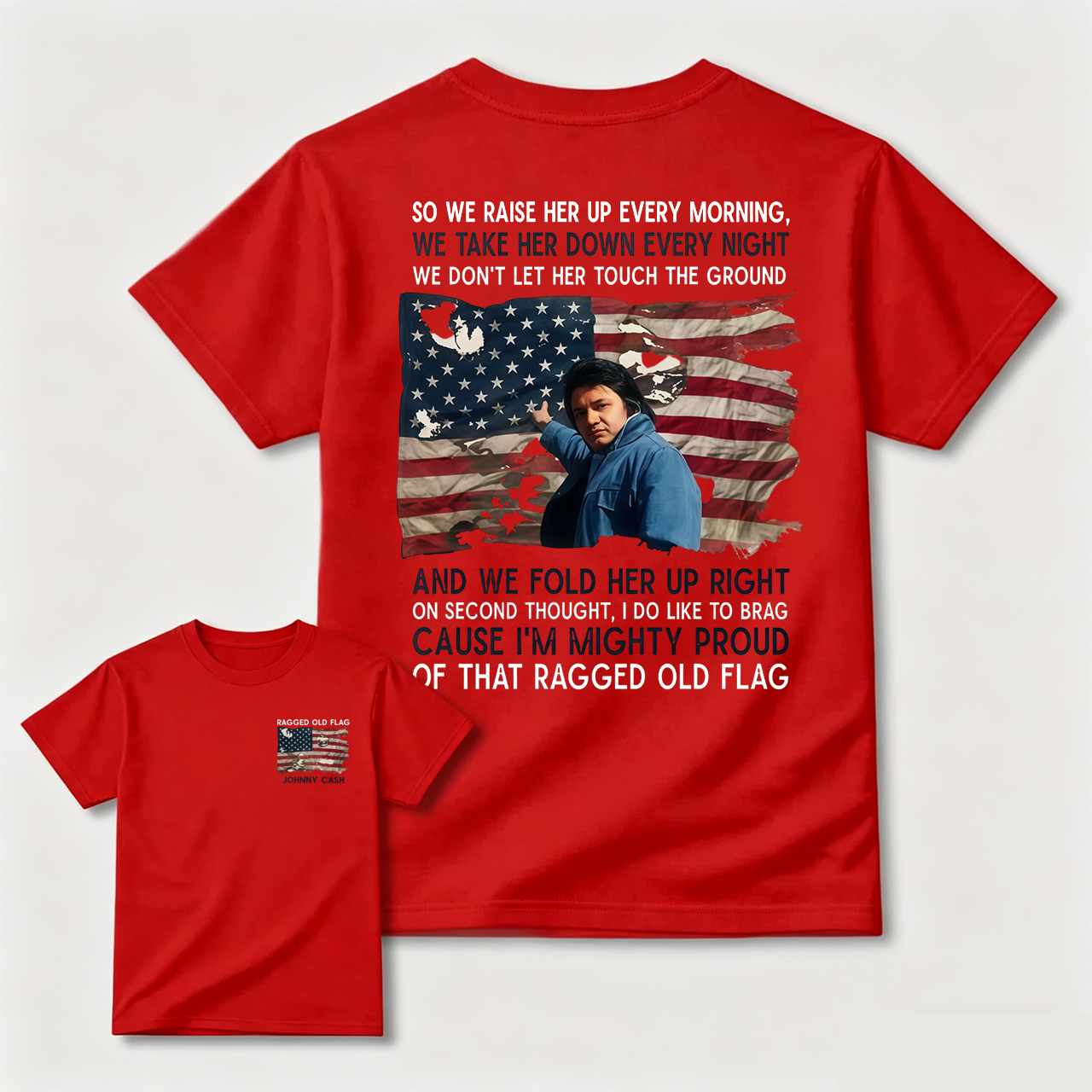 Johnny Cash Tribute Tee – Ragged Old Flag Americana Shirt