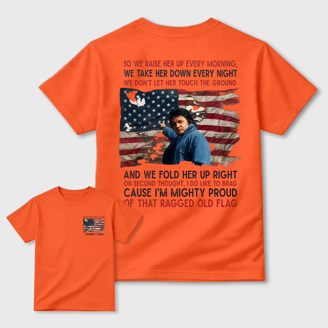 Johnny Cash Tribute Tee – Ragged Old Flag Americana Shirt