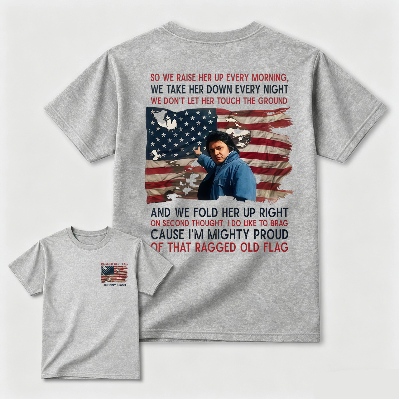 Johnny Cash Tribute Tee – Ragged Old Flag Americana Shirt