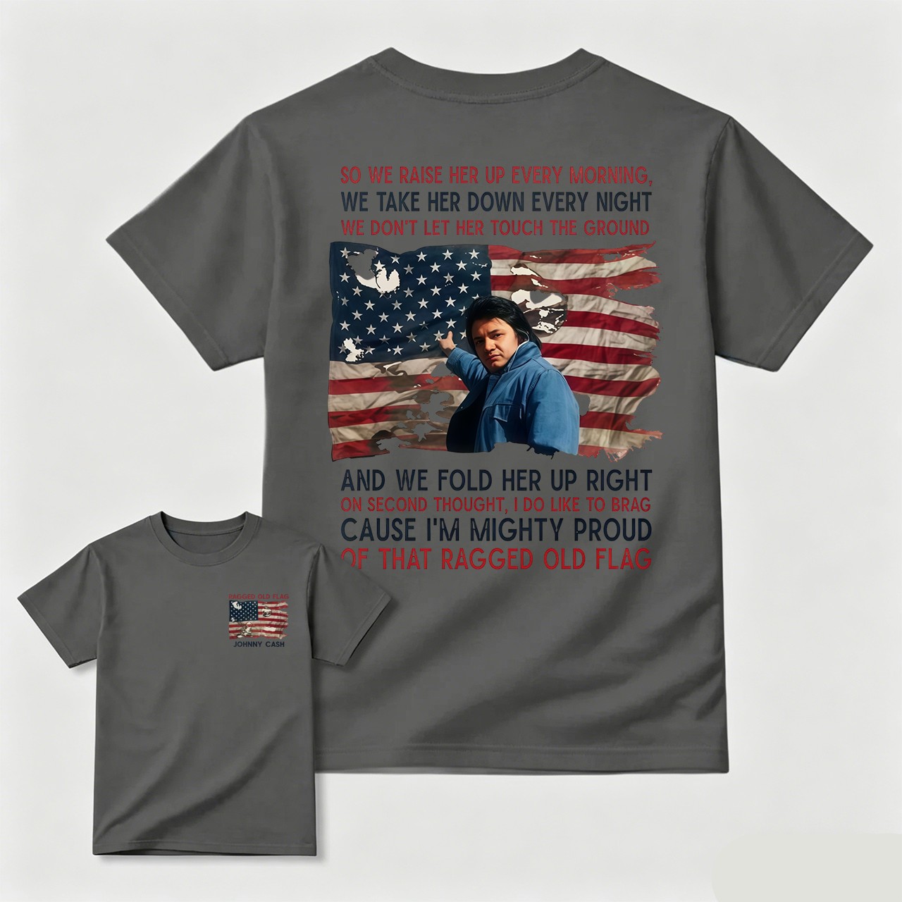 Johnny Cash Tribute Tee – Ragged Old Flag Americana Shirt