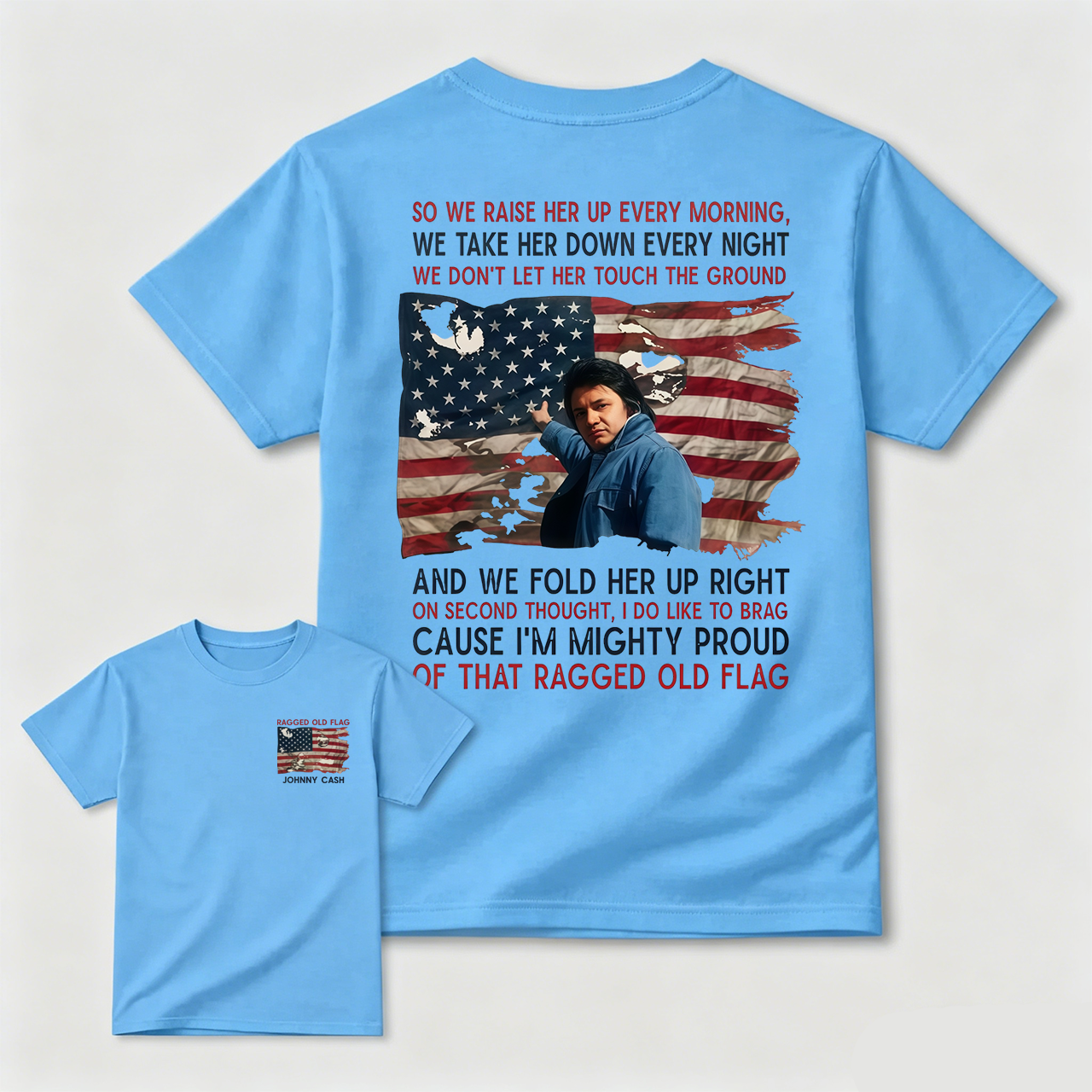 Johnny Cash Tribute Tee – Ragged Old Flag Americana Shirt