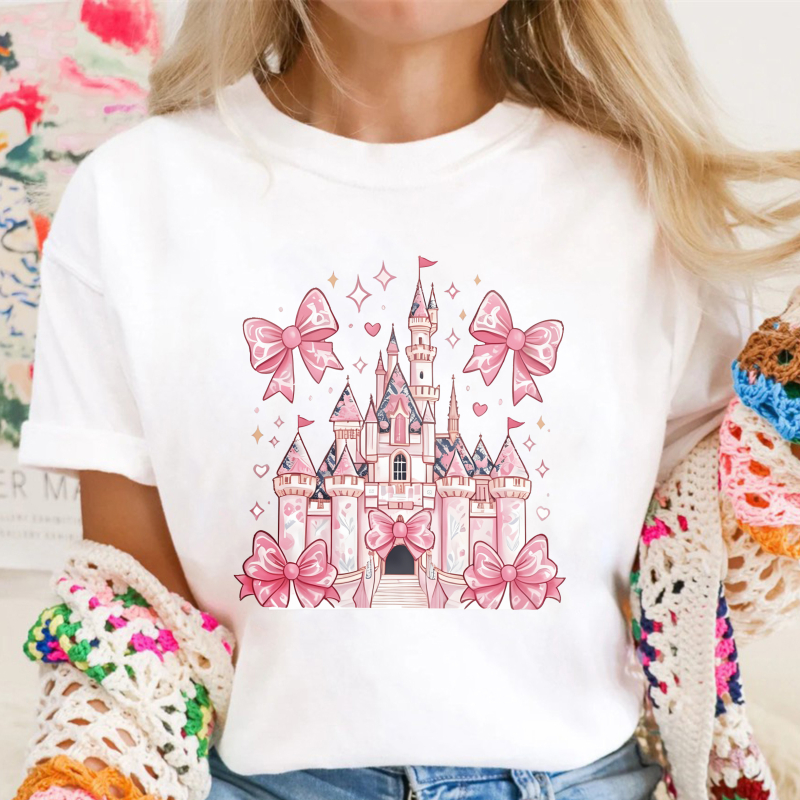 Castle With Pink Bows And Hearts Unisex Classic T-shirt