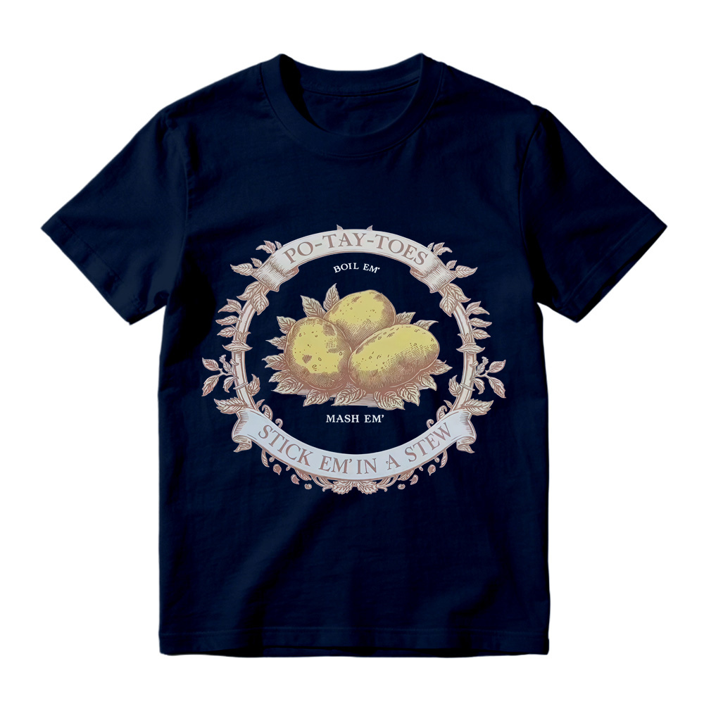 Vintage Wreath Potato Graphic T-Shirt Unisex Farm Vegetable Casual Short Sleeve Tee