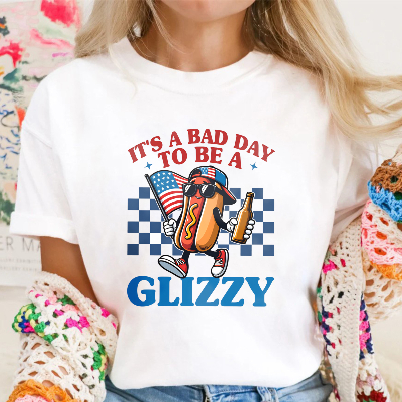 Hot Dog With American Flag And Beer It S A Bad Day To Be A Glizzy Unisex Classic T-shirt