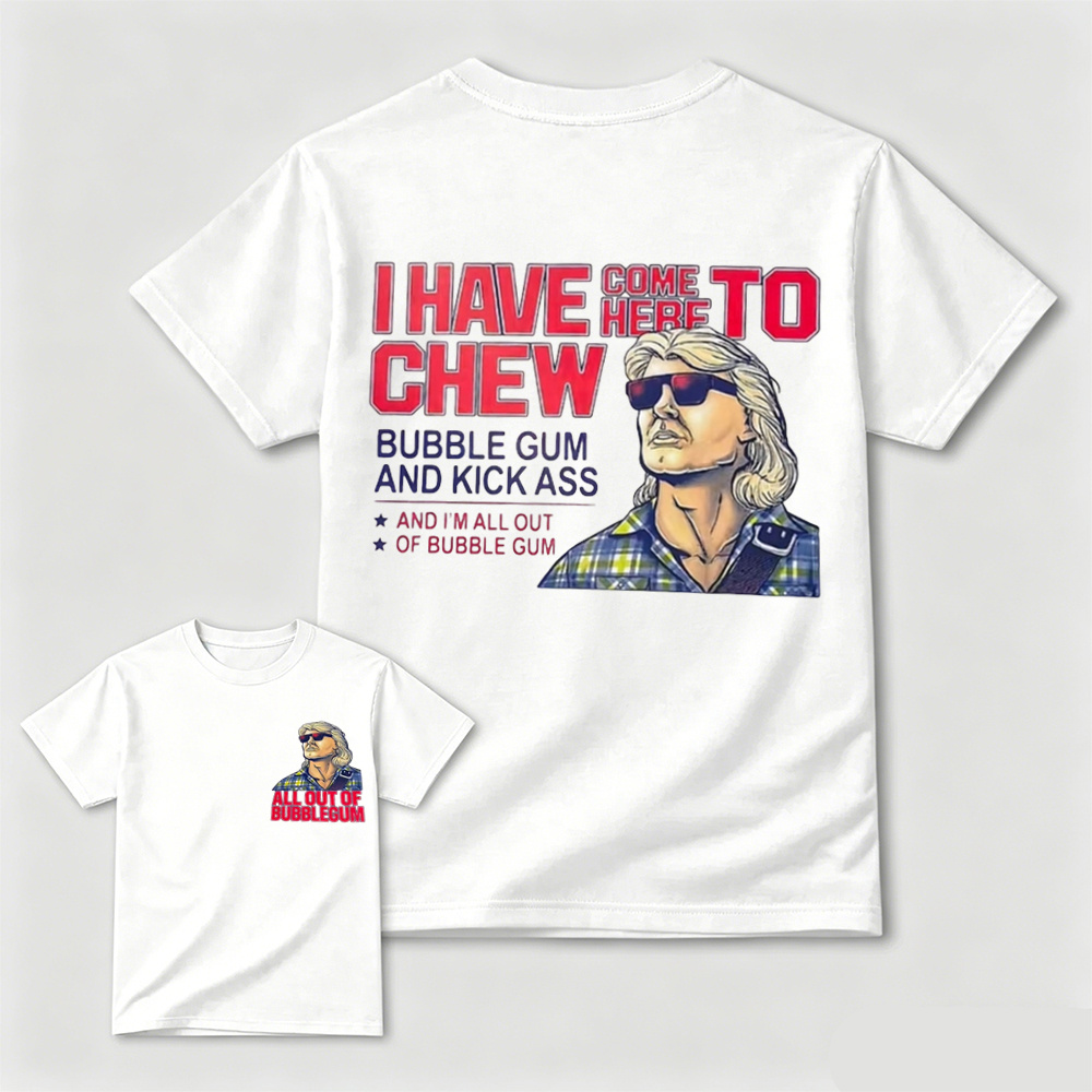 Retro Vintage Pop Culture Quote Graphic Tee, Chew Bubble Gum Sarcastic Casual Men’s T‑Shirt