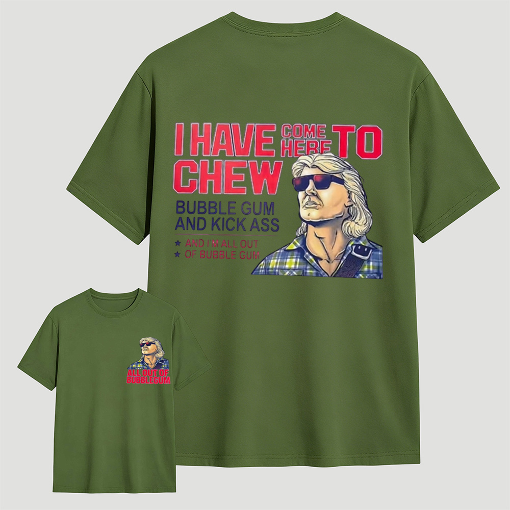 Retro Vintage Pop Culture Quote Graphic Tee, Chew Bubble Gum Sarcastic Casual Men’s T‑Shirt