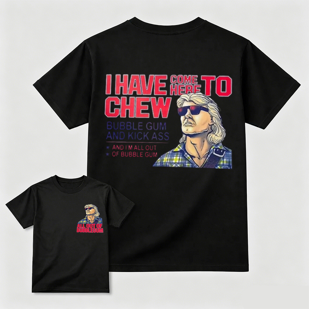 Retro Vintage Pop Culture Quote Graphic Tee, Chew Bubble Gum Sarcastic Casual Men’s T‑Shirt