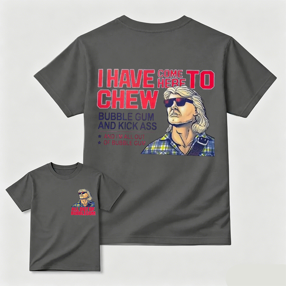 Retro Vintage Pop Culture Quote Graphic Tee, Chew Bubble Gum Sarcastic Casual Men’s T‑Shirt