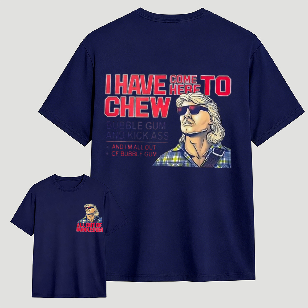 Retro Vintage Pop Culture Quote Graphic Tee, Chew Bubble Gum Sarcastic Casual Men’s T‑Shirt