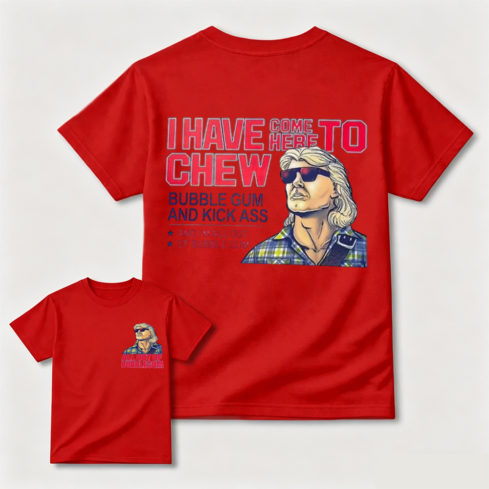 Retro Vintage Pop Culture Quote Graphic Tee, Chew Bubble Gum Sarcastic Casual Men’s T‑Shirt