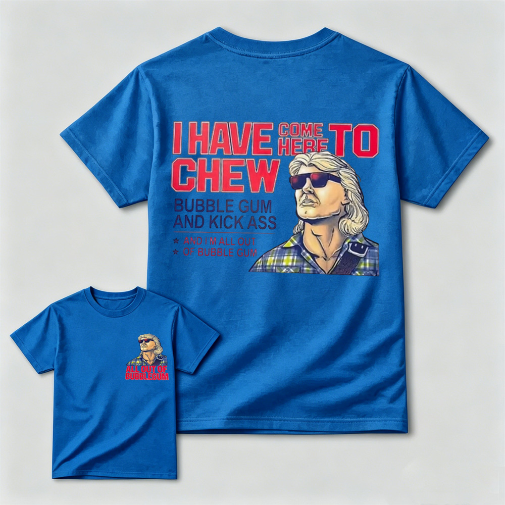 Retro Vintage Pop Culture Quote Graphic Tee, Chew Bubble Gum Sarcastic Casual Men’s T‑Shirt