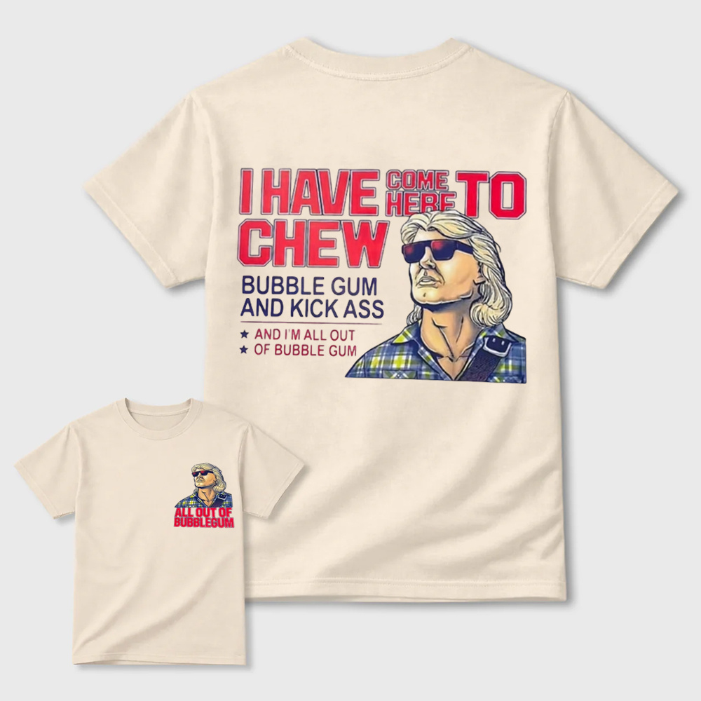 Retro Vintage Pop Culture Quote Graphic Tee, Chew Bubble Gum Sarcastic Casual Men’s T‑Shirt