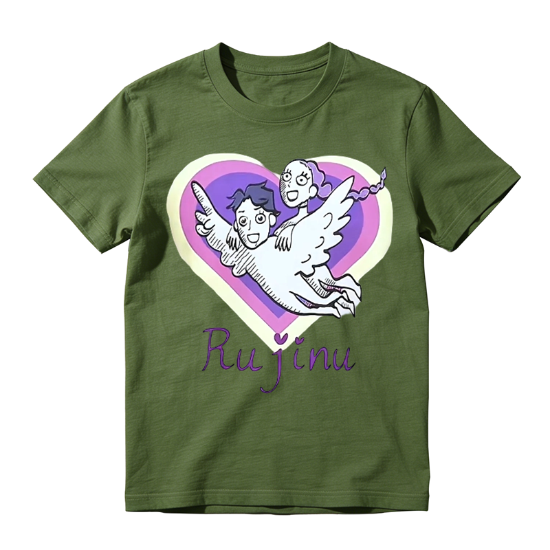 Rujinu Rumi and Jinu Heart Wings Kpop Demon Hunters Fan Art Graphic T-Shirt
