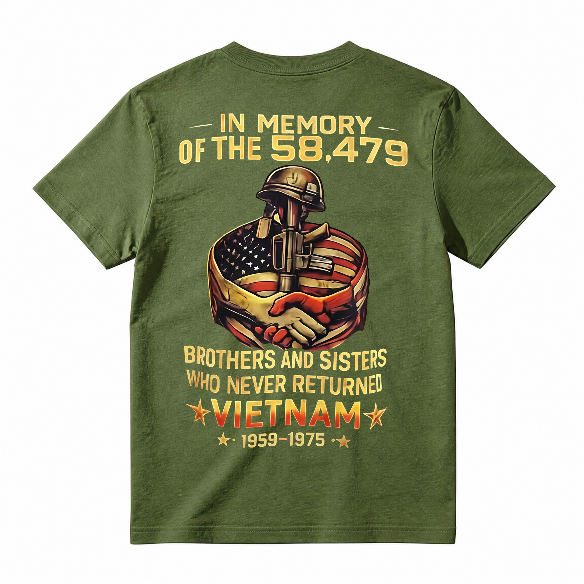 Vietnam War Memorial Graphic T-Shirt In Memory Of The 58479 Fallen Brothers And Sisters Tee