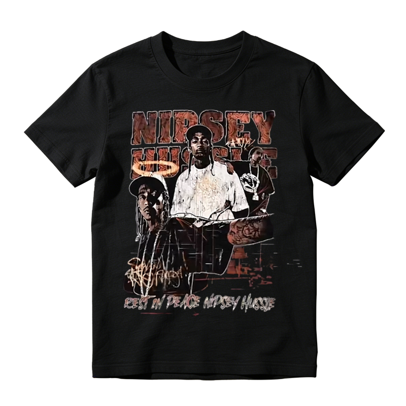 Vintage Hip‑Hop Rap Graphic T‑Shirt, Rest In Peace Nipsey Hussle Memorial Unisex Casual Tee
