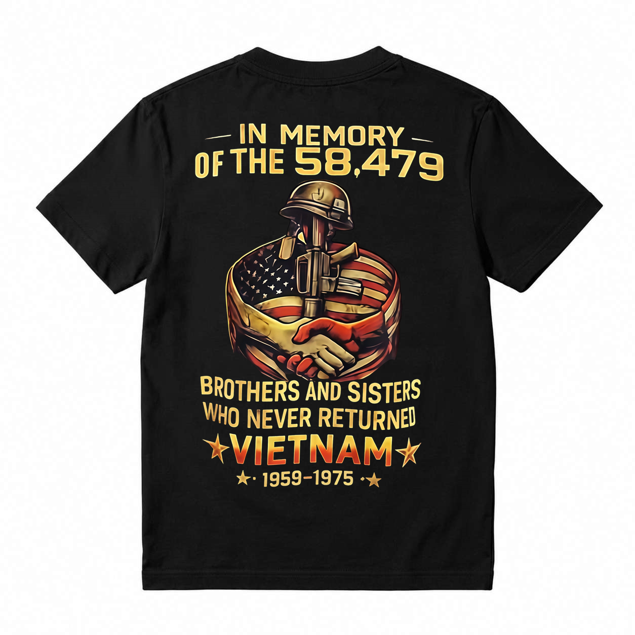 Vietnam War Memorial Graphic T-Shirt In Memory Of The 58479 Fallen Brothers And Sisters Tee