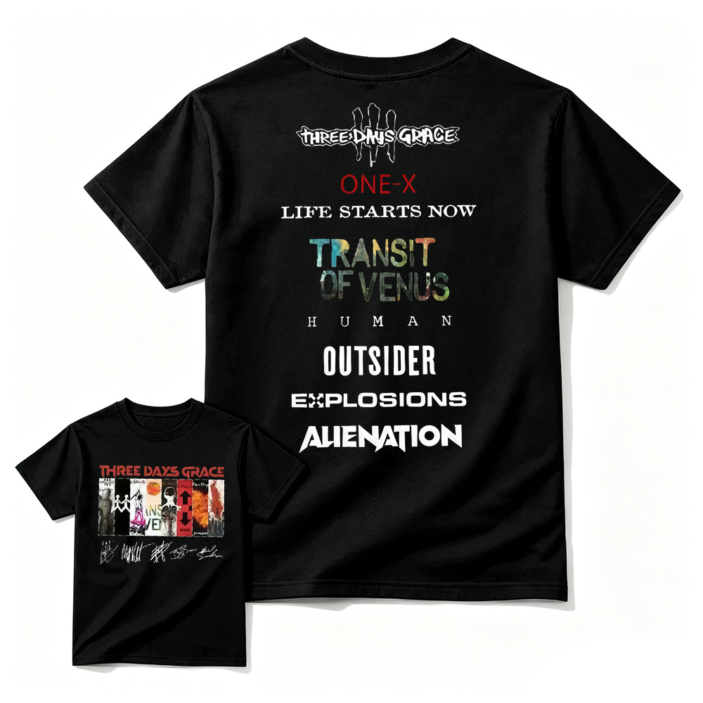 Three Days Grace Album Shirt 2 Sided Rock Band Tee, Unisex Concert Graphic T-Shirt