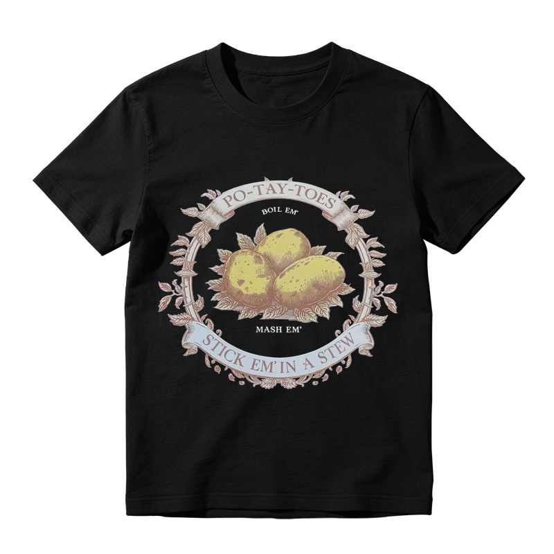 Vintage Wreath Potato Graphic T-Shirt Unisex Farm Vegetable Casual Short Sleeve Tee