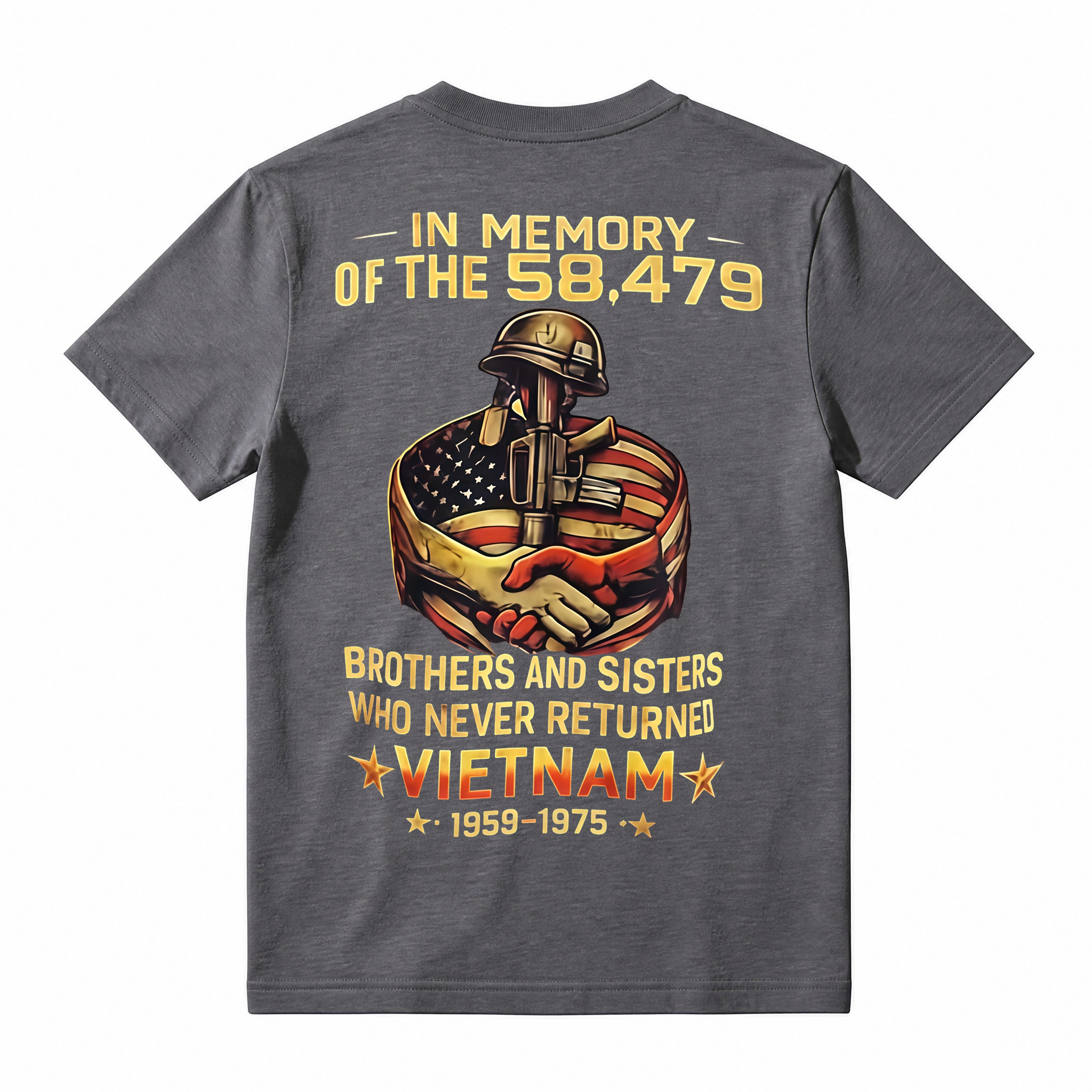 Vietnam War Memorial Graphic T-Shirt In Memory Of The 58479 Fallen Brothers And Sisters Tee