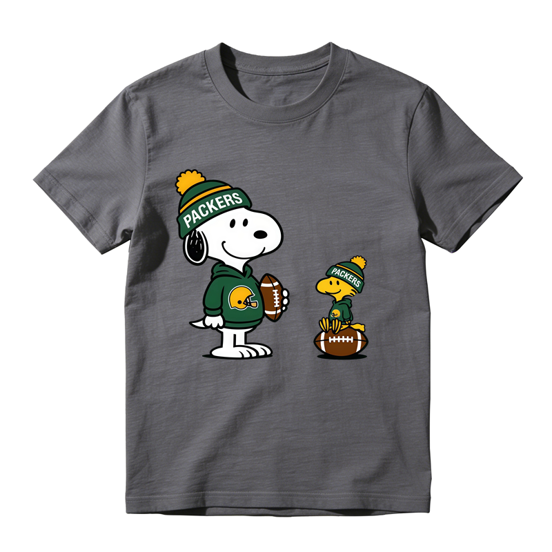 Cartoon Dog Bird Football Fan Graphic T-Shirt, Green Sport Team Football Lovers Tee