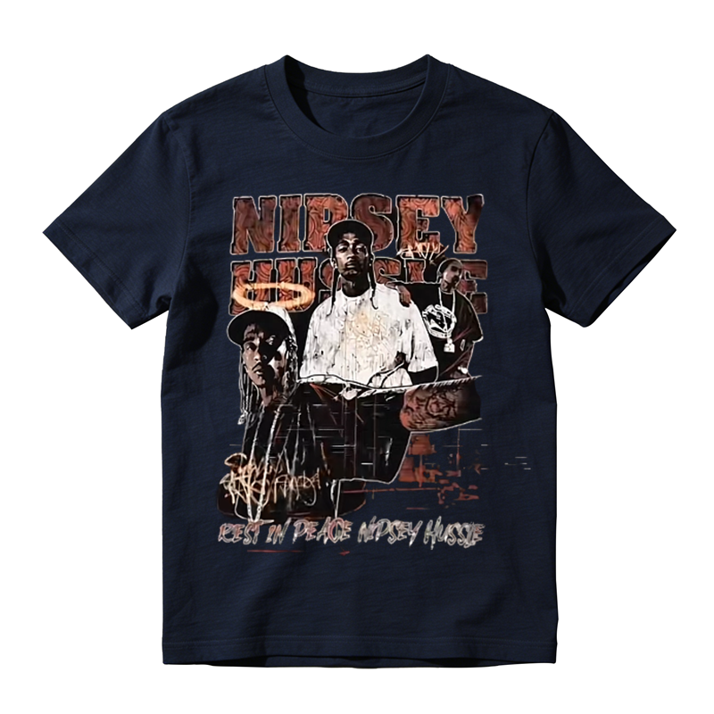 Vintage Hip‑Hop Rap Graphic T‑Shirt, Rest In Peace Nipsey Hussle Memorial Unisex Casual Tee