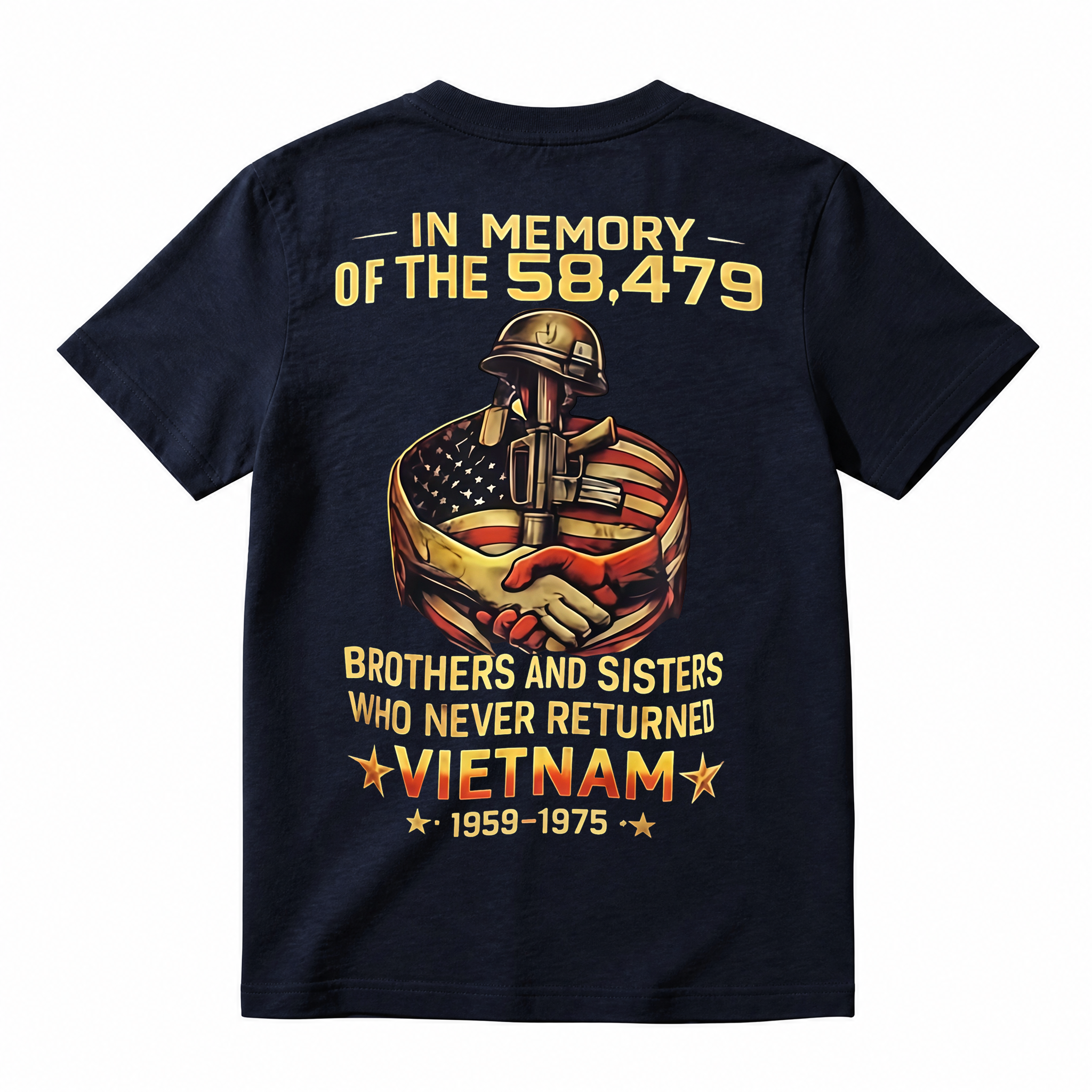Vietnam War Memorial Graphic T-Shirt In Memory Of The 58479 Fallen Brothers And Sisters Tee