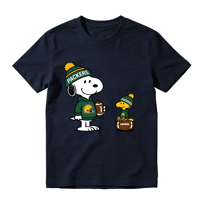 Cartoon Dog Bird Football Fan Graphic T-Shirt, Green Sport Team Football Lovers Tee
