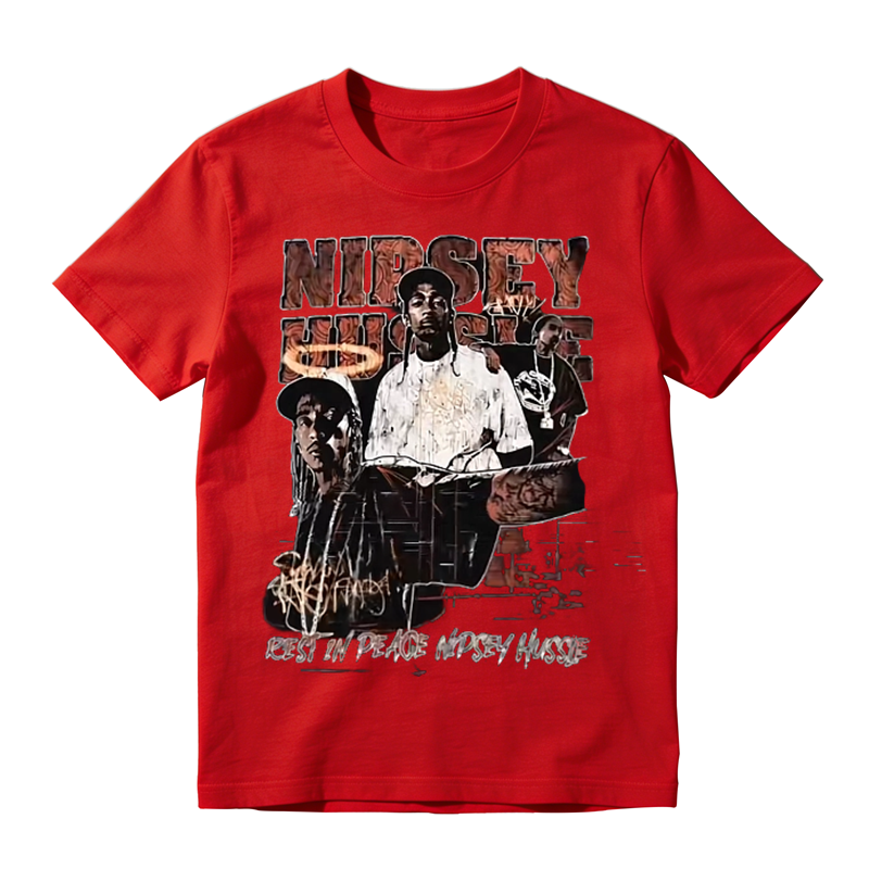 Vintage Hip‑Hop Rap Graphic T‑Shirt, Rest In Peace Nipsey Hussle Memorial Unisex Casual Tee