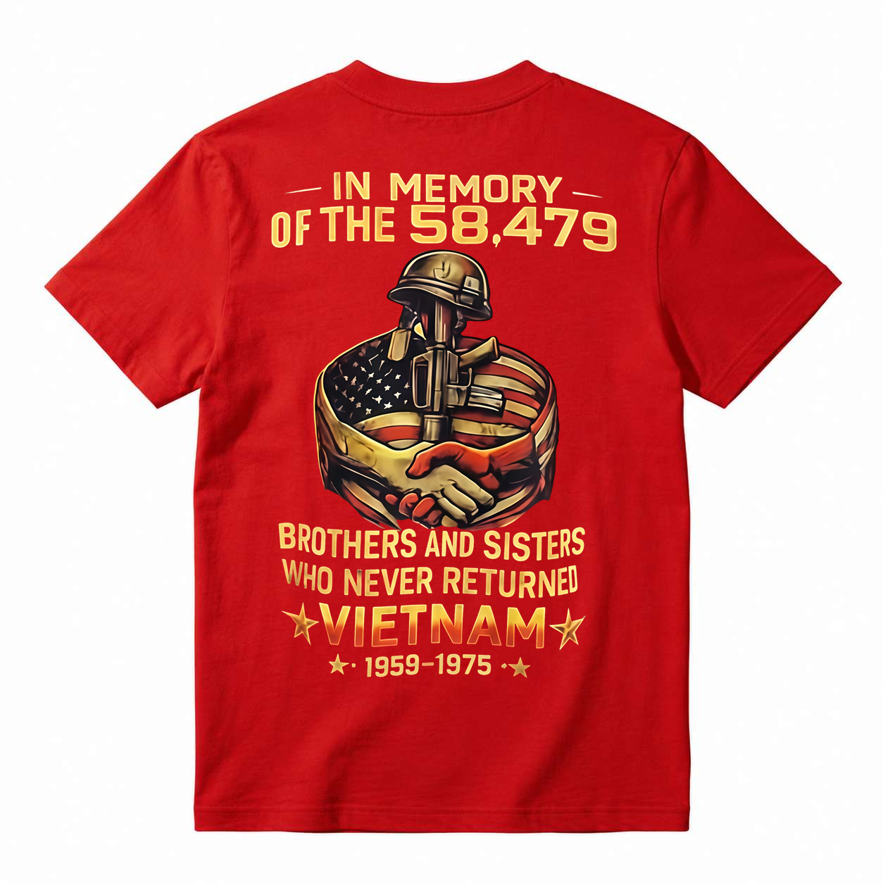 Vietnam War Memorial Graphic T-Shirt In Memory Of The 58479 Fallen Brothers And Sisters Tee