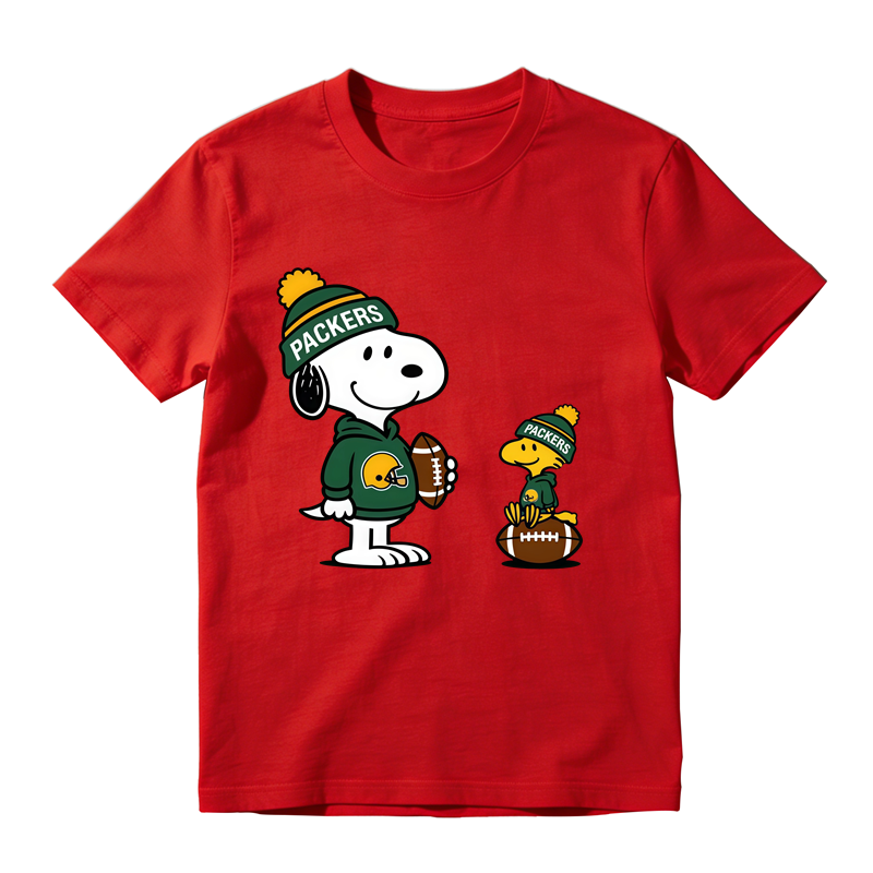 Cartoon Dog Bird Football Fan Graphic T-Shirt, Green Sport Team Football Lovers Tee