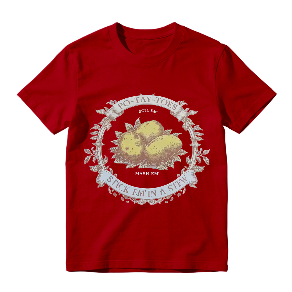 Vintage Wreath Potato Graphic T-Shirt Unisex Farm Vegetable Casual Short Sleeve Tee