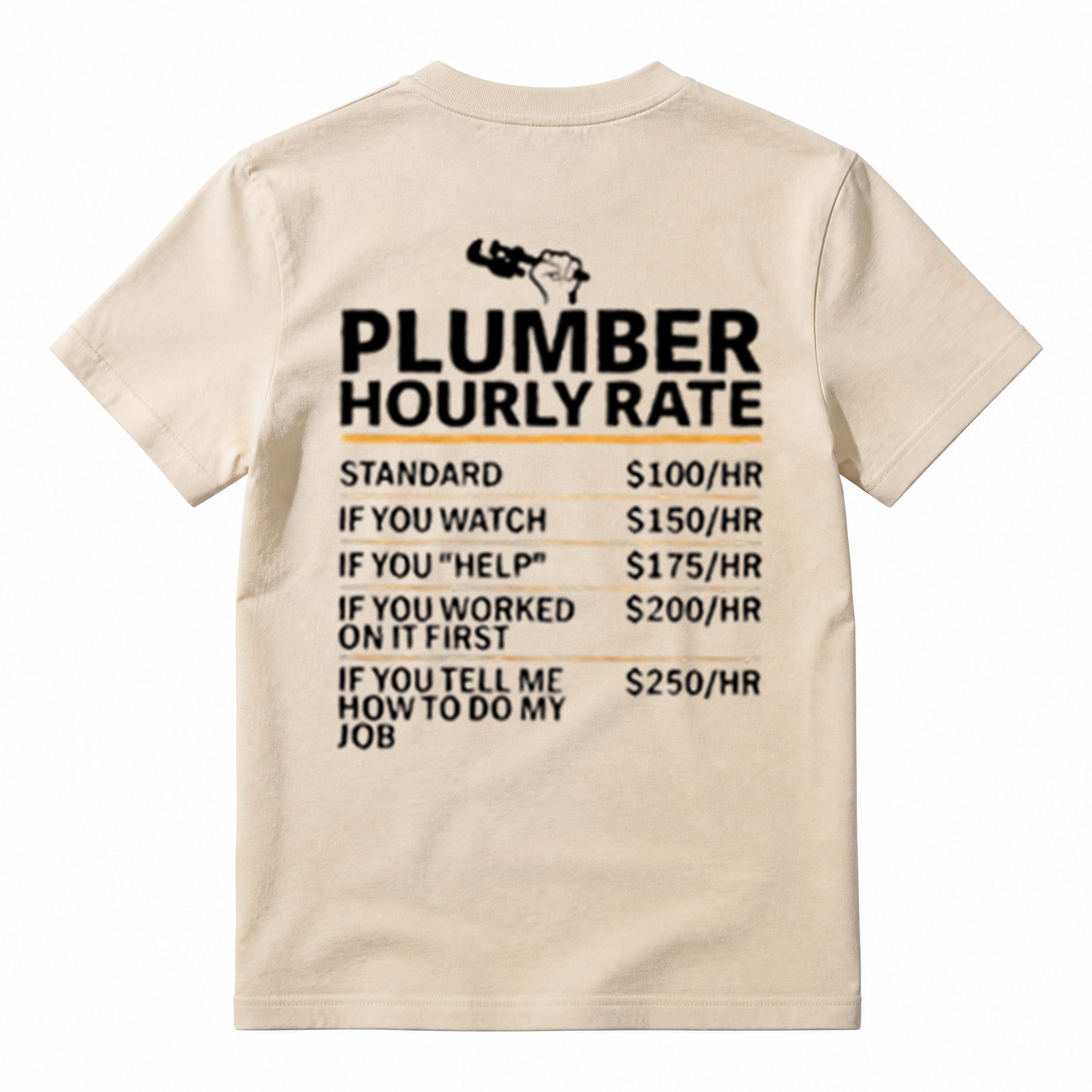 Funny Plumber Hourly Rate Graphic Tee, Humor Trade Worker Plumber Casual T‑Shirt