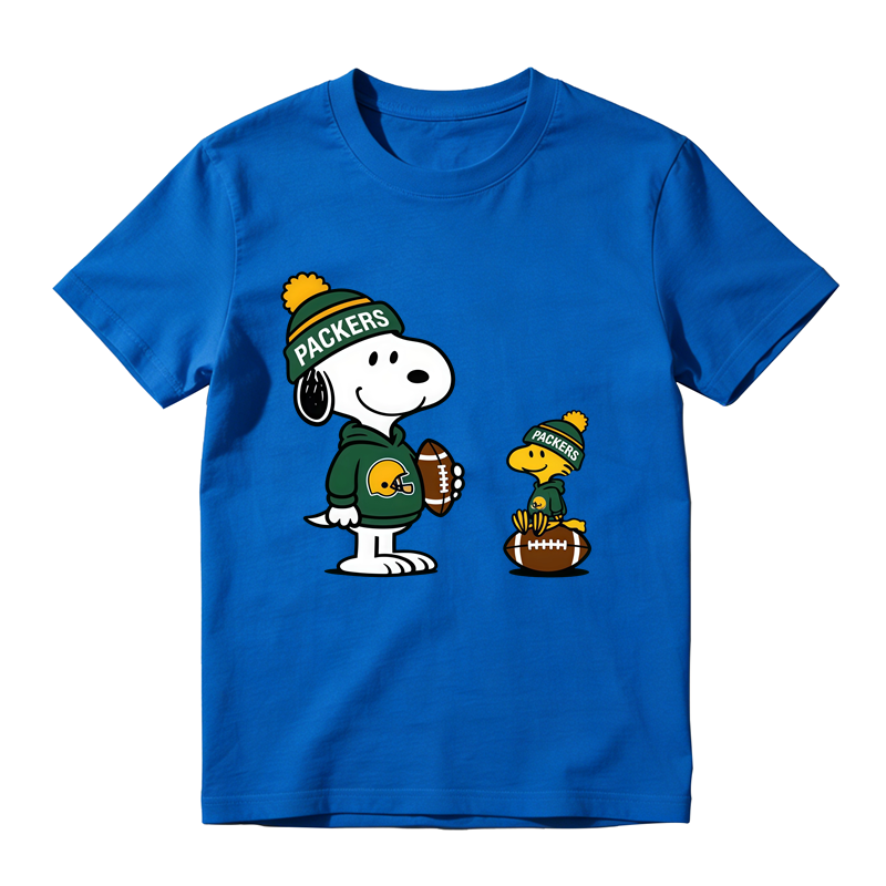 Cartoon Dog Bird Football Fan Graphic T-Shirt, Green Sport Team Football Lovers Tee