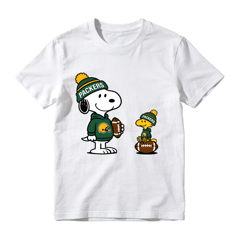 Cartoon Dog Bird Football Fan Graphic T-Shirt, Green Sport Team Football Lovers Tee