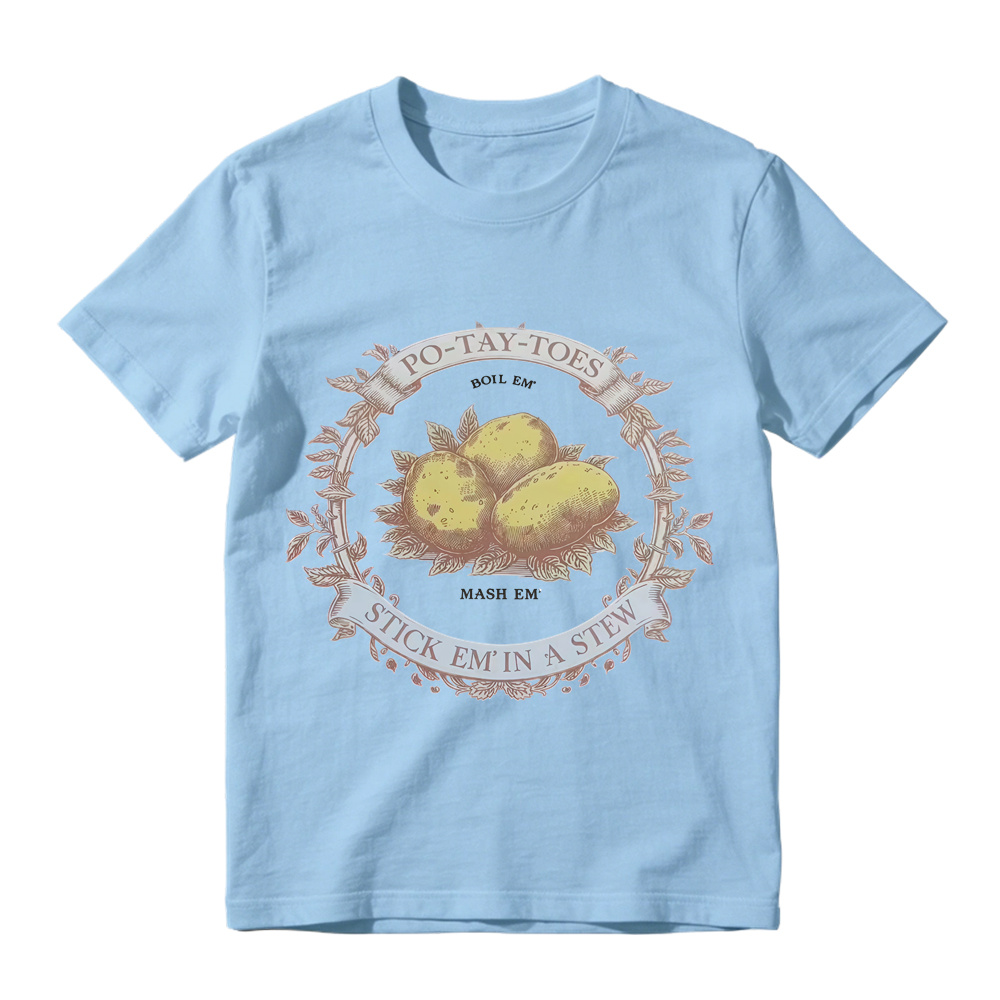 Vintage Wreath Potato Graphic T-Shirt Unisex Farm Vegetable Casual Short Sleeve Tee