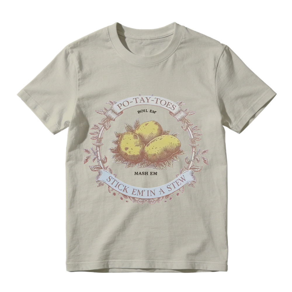 Vintage Wreath Potato Graphic T-Shirt Unisex Farm Vegetable Casual Short Sleeve Tee