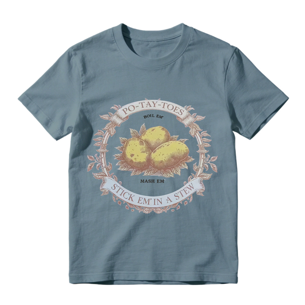 Vintage Wreath Potato Graphic T-Shirt Unisex Farm Vegetable Casual Short Sleeve Tee